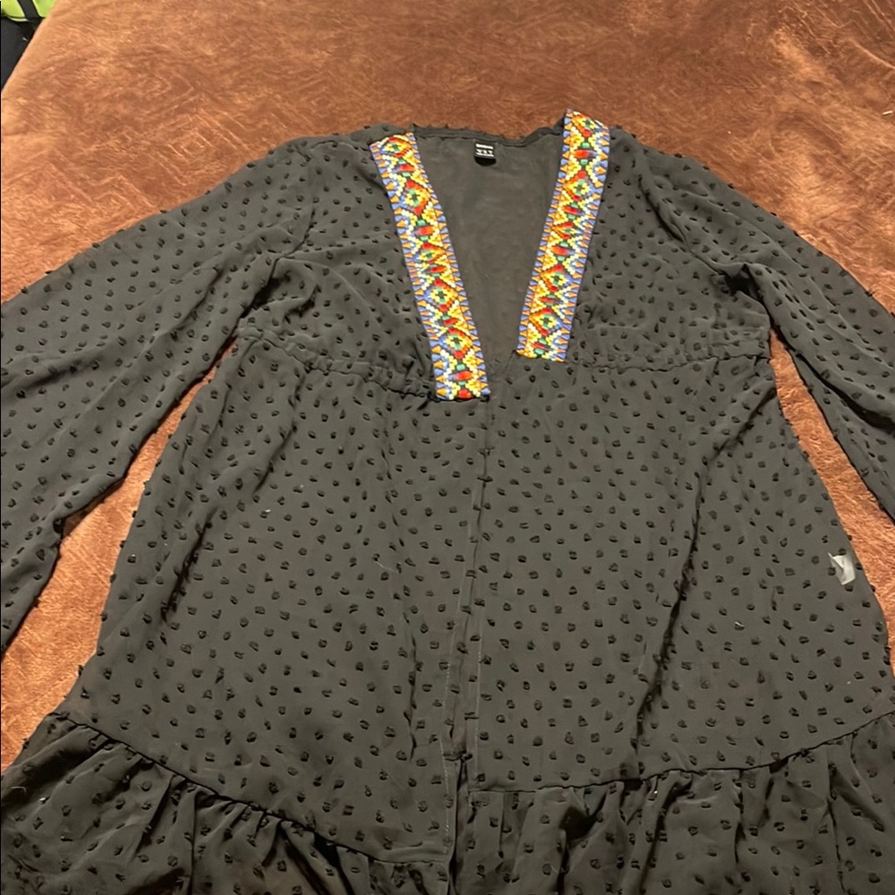 NEW Black Embroidered kimono/cover up